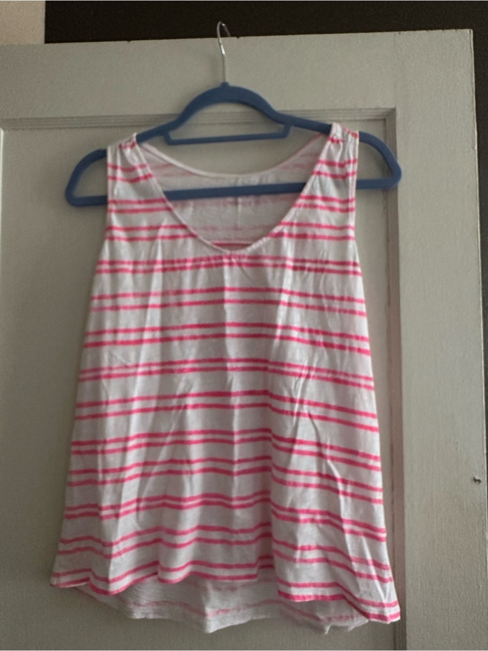 jcpenney White Tank Top with Pink Stripe Pattern